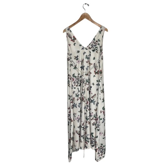 Josa Tulum Dress One Size‎ Fits Most Ivory Butterfly Print Beach  Cover V-neck - Picture 2 of 12